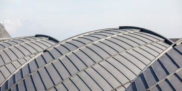 Three spherical roofs are covered with zinc